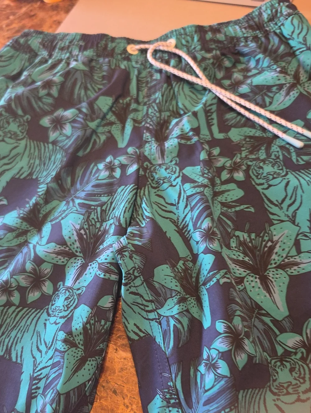 Bonobos Men's Floral Tiger Swim Trunks - Teal on Black